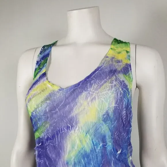 Komarov Purple Blue Green Sheer Dress Sz XL Item #9517 - Picture 4 of 14